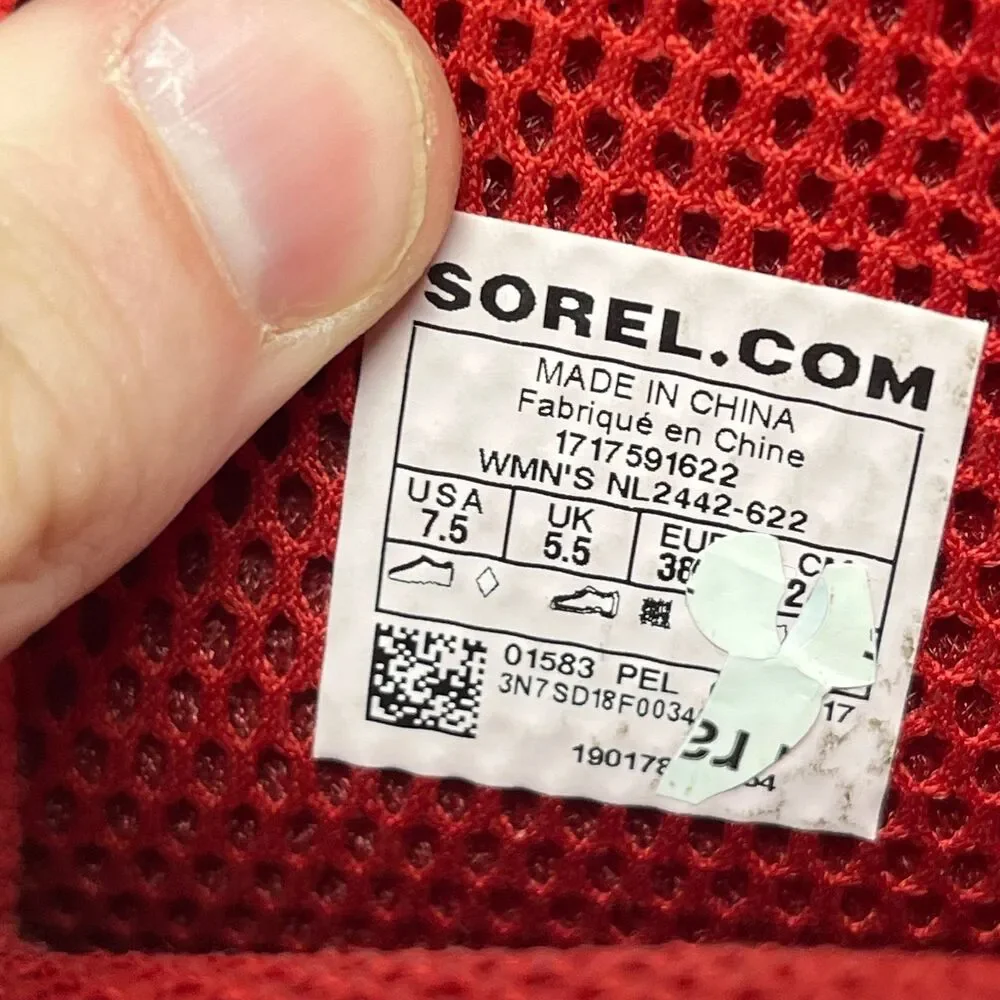 NEW Sorel Joan Rain Wedge Rubber Boots Red Lace Up Womens 7.5 NL2442-622